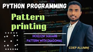 Python programming | Pattern Printing |Hollow Square Pattern With Diagonal