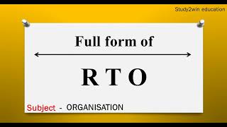 RTO ka full form | Full form of in English  | Subject - ORGANISATION