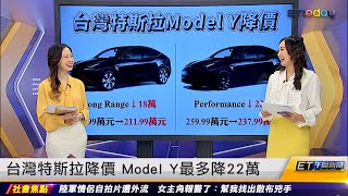 台灣特斯拉降價 Model Y最多降22萬｜20230203 ET午間新聞