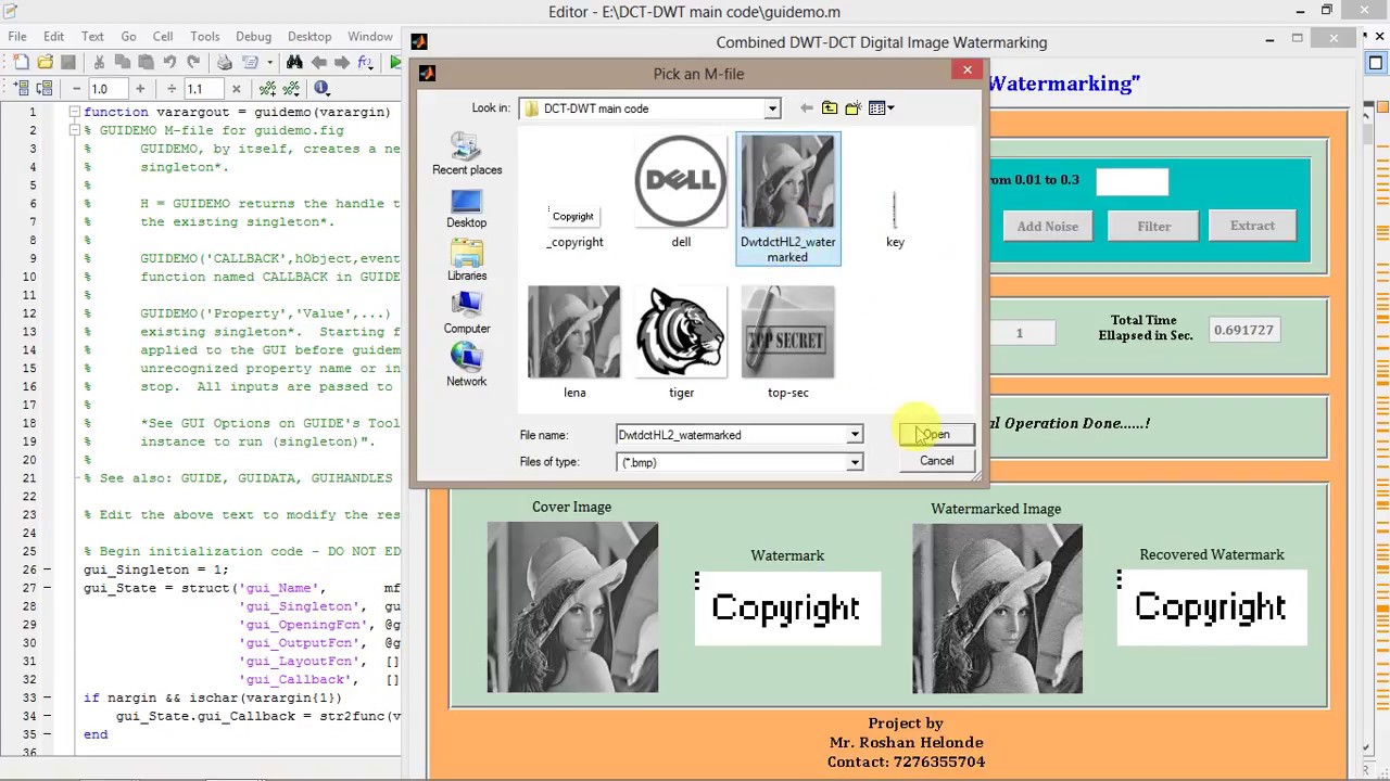 Image Watermarking Using Dwt And Dct Matlab Project Code Youtube