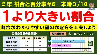 算数５年　割合と百分率　第三時　１より大きい割合　割合シート１０㎝版　　／最後にノート指導あり！