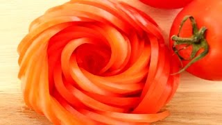 How To Make Tomato Rose Flower | Vegetable Carving Garnish | Sushi Garnish | Food Decoration