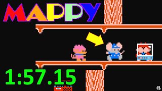 [former PB] Mappy (NES) SPEEDRUN in 1:57.15 (Beat Round 5)