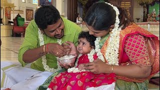 குழந்தைக்கு முதல் அன்னப்ராசனம் சடங்கு // riya baby first food ceremony // 6 months completed…