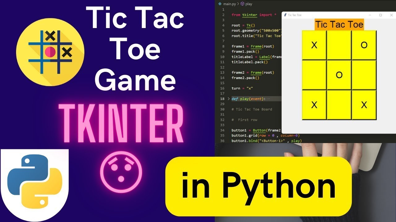 Tic Tac Toe Tkinter Python Display Draw Part 4 Youtube