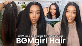 THIS WIG KINKY STRAIGHT IS GIVING BLOWOUT \u0026 SILK PRESS! 🚨😍 | FT. BGMgirl Hair