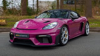 Porsche 718 Spyder RS Weissach!! Insane color Rubystar Neo. Equipped with some upgrades.