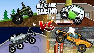 Hill Climb Racing Tractor VS Electric Car VS Moonlader VS Trophy Truck