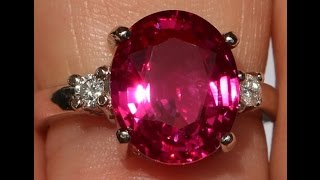 LARGE 14K GEM RUBY DIAMOND 14K WHITE GOLD RING NO RESERVE !