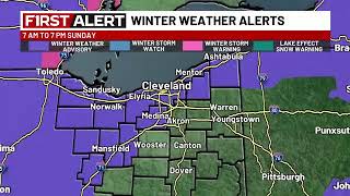 19 First Alert Weather Day: Rain changes to snow Sunday, slick travel expected