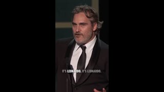 Joaquin Phoenix calls out Leonardo DiCaprio at his SAG's acceptance speech #shorts