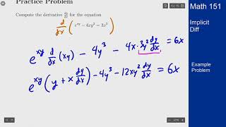 Calculus 1 - Example Problem - Implicit Differentiation