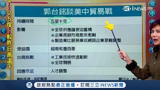 美中貿易戰大家怎麼看？鴻海董事長郭台銘分析恐持續5-10年 對台商衝擊為何?｜主播 陳書賢｜【iStock盤前解析】20181205｜三立iNEWS