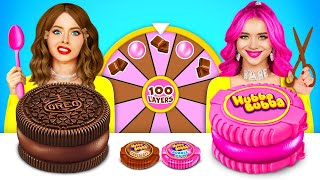 Bubble Gum vs Chocolate Food Challenge | 100 Layers of Mystery GIANT Bubble Gum by RATATA CHALLENGE