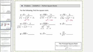 Simplify Square Roots (Perfect Squares)