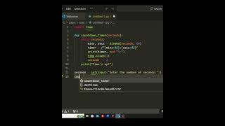 Python Countdown Timer in Seconds – Quick Tutorial #Shorts #Python #Coding