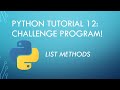 Python Tutorial 12: List Methods Challenge Problem