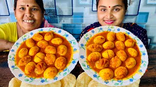 Bengali food ￼New eating🔥spicy egg masala curry Puri delicious Bengali Food eating show