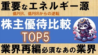 株主優待業界比較 TOP5　～重要なエネルギー源となるあの商品、業界再編必須なあの業界(TOBあり)