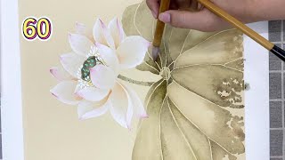 荷花的画法_初學者花鳥畫_中國畫教學/Lotus Flower Painting_Flower and Bird Painting for Beginners_With subtitles