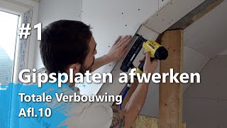 Gipsplaten afwerken Part 1 - Hoeklijn plaatsen, gaasband aanbrengen (Totale Verbouwing Afl. 10)