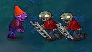 1 Conehead Zombie vs 2 Ladder Zombies Fight // Plants vs Zombies