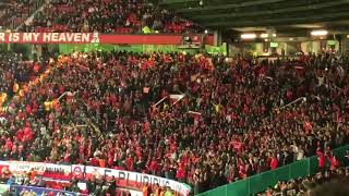 Benfica fans at Old Trafford after their team lost to Manchester United