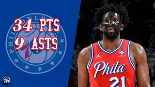 Joel Embiid 34 pts 9 asts vs Hornets 24/25 season