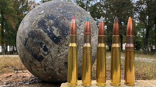 50 BMG vs Atlas Stone (380 lbs!!!)