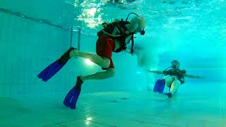 Diving with professional gear in Druskininkai Aquapark!