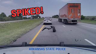 Audi from Kentucky flees at 120 mph before being SPIKED by Arkansas State Police ending pursuit #pit