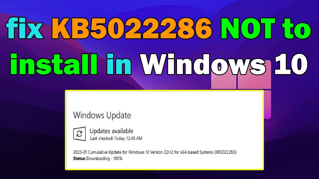 How To Fix KB5022282 NOT To Install In Windows 11 - YouTube