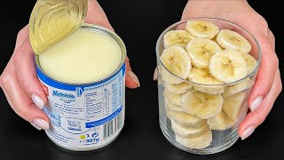 Whip up condensed milk with a banana! Delicious no-bake dessert!