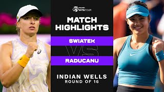 Iga Swiatek vs. Emma Raducanu | 2023 Indian Wells Round of 16 | WTA Match Highlights