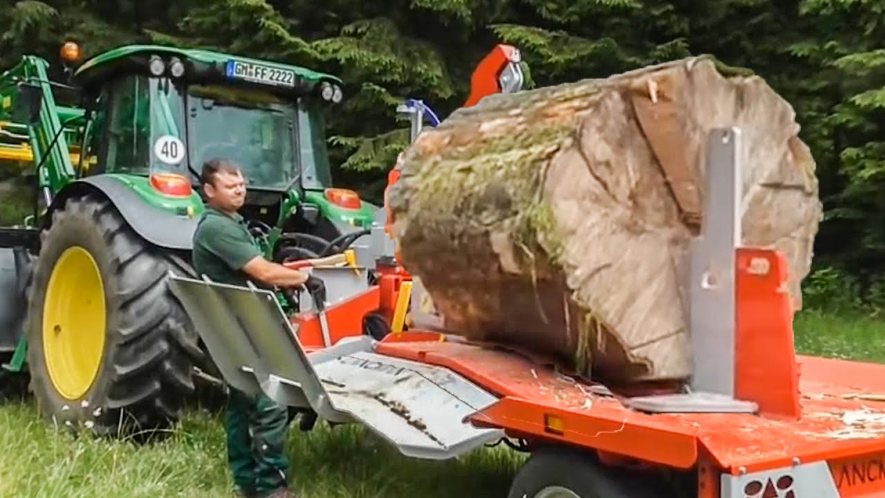 How Large Firewood Processor & Log Splitter Works? Amazing Woodworking ...