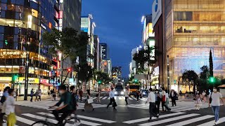 4K Tokyo Evening Walk - Ginza, The Famous Shopping District - 銀座 - Slow TV