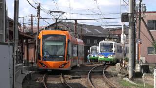 福井鉄道F1001　オレンジフクラム　北府駅到着