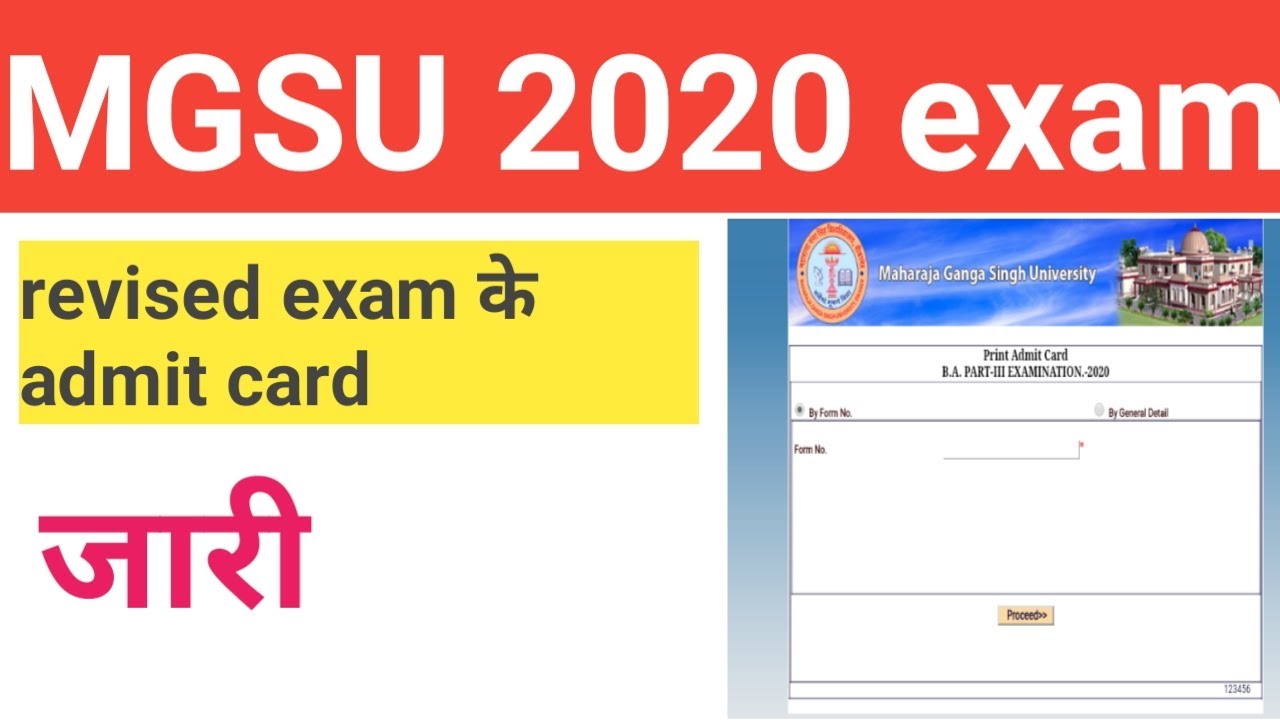 Mgsu 2020 Exam|mgsu Ug,pg Profisonal, Diploma Admit Card Realised|b.a ...