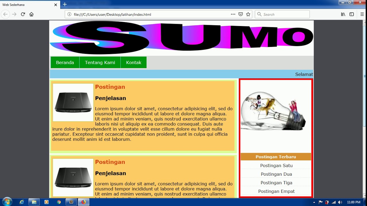 Tutorial Membuat Website Sederhana Dengan Menggunakan HTML Dan CSS Part ...