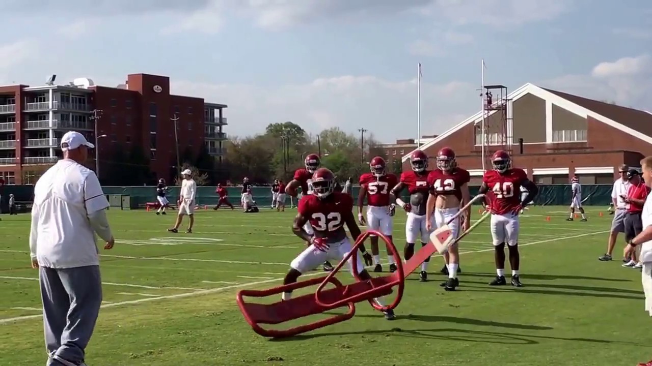 Alabama Spring Practice - Inside Linebacker Drills - YouTube