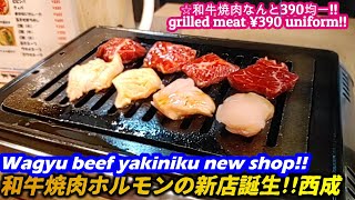 【激安!!和牛焼肉ホルモンの新店誕生!!西成】サンキューカルビ thank you KALBI grilled meat horumon-yaki japanese street food せんべろ