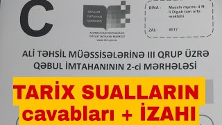 14 İyul qebul suallari-Tarix lll qrup-cavablar+izahlar