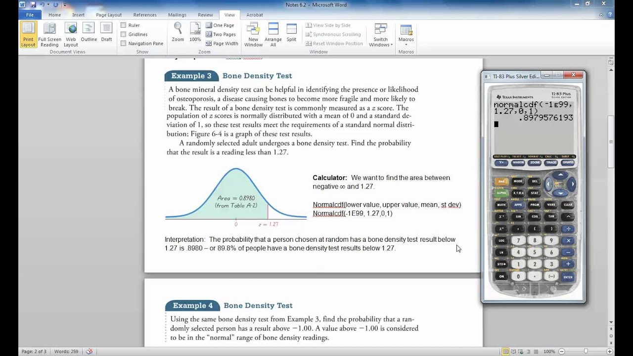 MAT 167 Section 6.2 (normalcdf And InvNorm) - YouTube