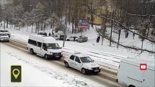 Гололёд в России: машины бьются как кегли - Of ice in Russia: the car fight like ninepins