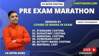 Costing l Pre Exam Marathon l CA Inter l Session 01 l Jan 2025 l CA Nitin Guru l ICAI l Very Imp