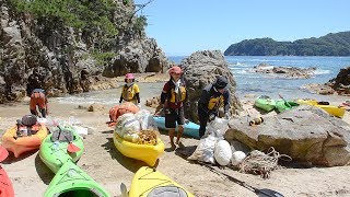 鳥取）西脇海岸でおそうじカヌー　岩美町