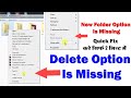 Delete Option Missing Can't Delete Files | New Folder Option Missing Pandrive SSD Card Hard-disk