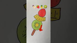 Satisfying creative painting 🍢🍓🍍🥝 Emoji Mixing #painting #coloring #strawberry #pineapple #kiwi