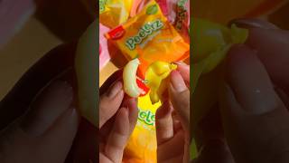 Trying 3 Kinds of Peelable Gummies: Banana 🍌, Peach 🍑, and Mango 🥭 #gummy #candy #tastetest