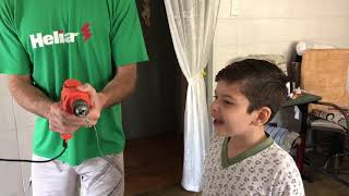 Arrancando dente Enzo Miguel com a furadeira